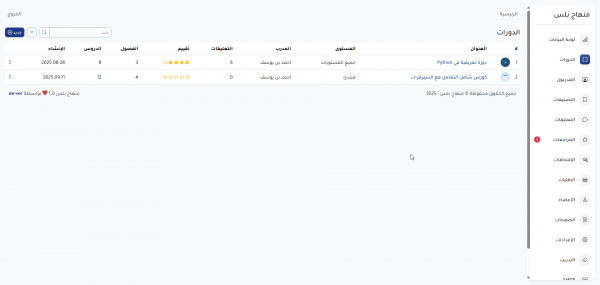 منهاج بلس – النظام الشامل لتقديم الكورسات أونلاين والتعليم عن بعد
